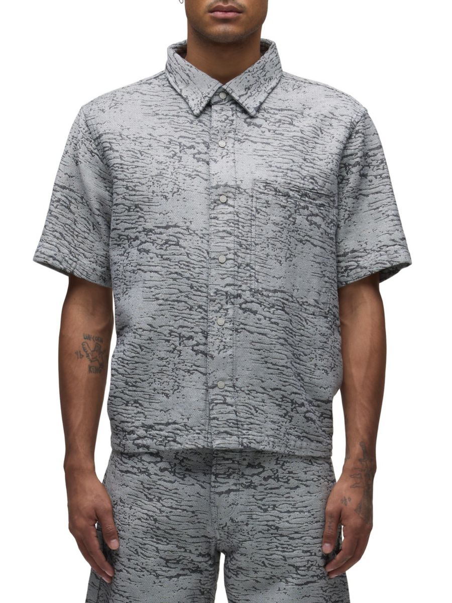 Укороченная рубашка из хлопкового жаккарда с пуговицами спереди Hudson Jeans, цвет Black Jacquard
Укороченная рубашка из хлопкового жаккарда с пуговицами спереди Hudson Jeans, цвет Black Jacquard