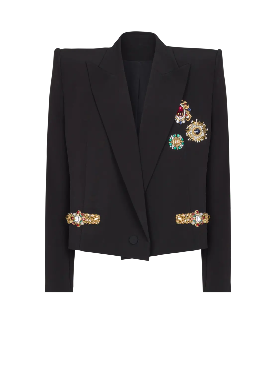Укороченный вышитый жакет Balmain, черный
Укороченный вышитый жакет Balmain, черный