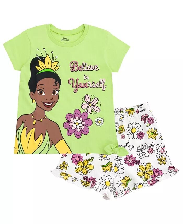 Комплект одежды для девочек из мультфильма Disney Frozen Moana Tiana с цветочной баской и шортами из французского трикотажа Princess, зеленый
Комплект одежды для девочек из мультфильма Disney Frozen Moana Tiana с цветочной баской и шортами из французского трикотажа Princess, зеленый