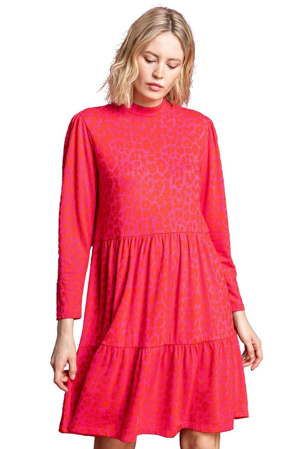 Многоярусное платье с жаккардовым животным принтом Roman, красный
Многоярусное платье с жаккардовым животным принтом Roman, красный