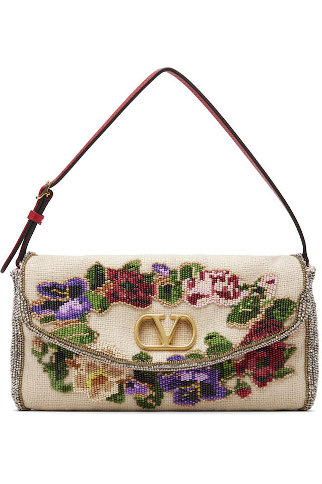 Valentino Garavani Бежевая сумка с цветочным узором и бисером
Valentino Garavani Бежевая сумка с цветочным узором и бисером