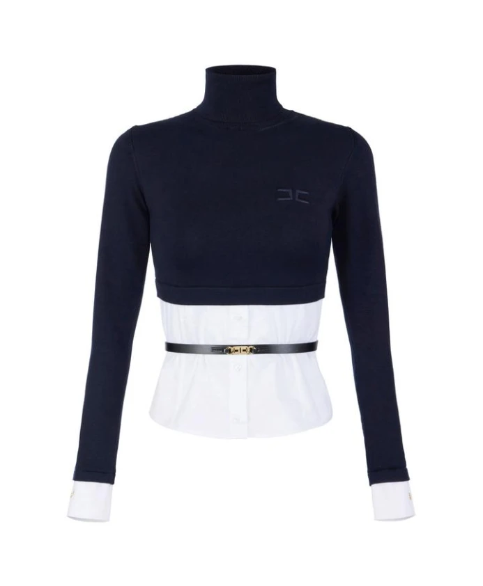 Топ из вискозы и хлопка (поплин) Elisabetta Franchi, синий
Топ из вискозы и хлопка (поплин) Elisabetta Franchi, синий