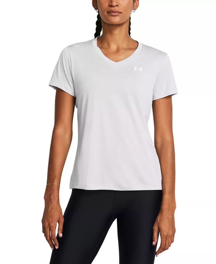 Женский топ Twist Tech с V-образным вырезом и короткими рукавами Under Armour, черный
Женский топ Twist Tech с V-образным вырезом и короткими рукавами Under Armour, черный