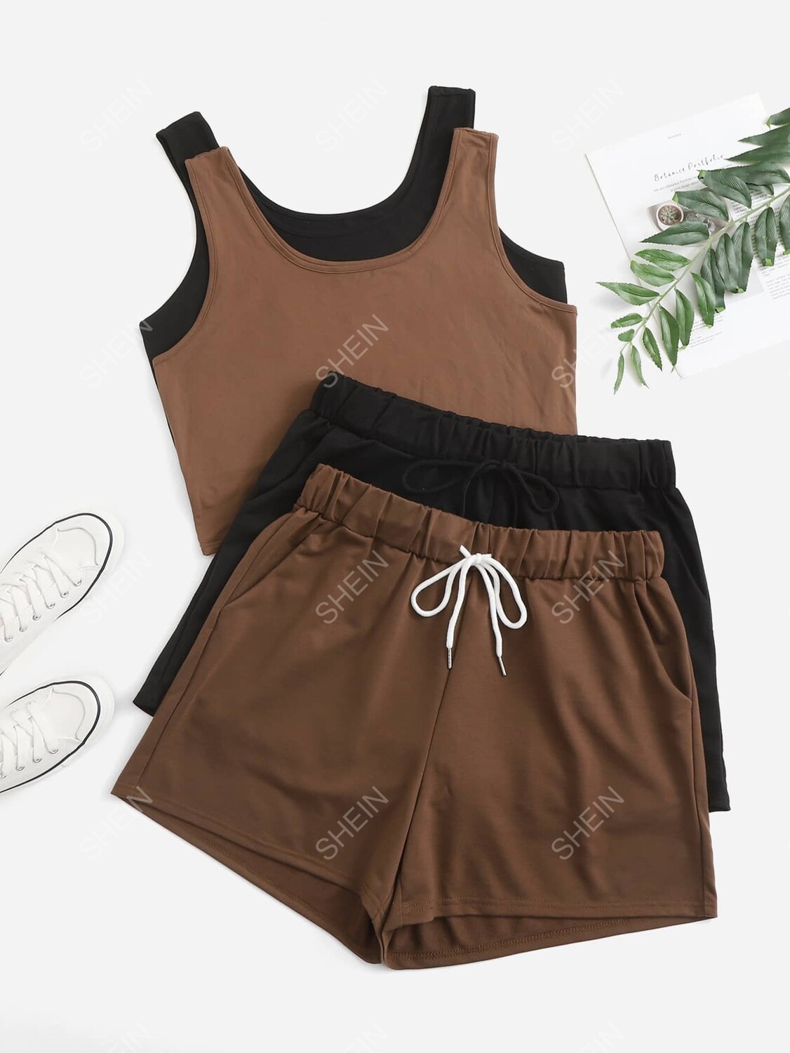 EZwear Укороченная майка больших размеров и шорты на кулиске 2 шт Shein, мультиколор
EZwear Укороченная майка больших размеров и шорты на кулиске 2 шт Shein, мультиколор