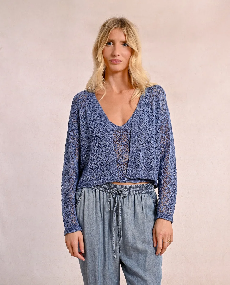 Женский кардиган крючком с длинными рукавами Molly Bracken, синий
Женский кардиган крючком с длинными рукавами Molly Bracken, синий