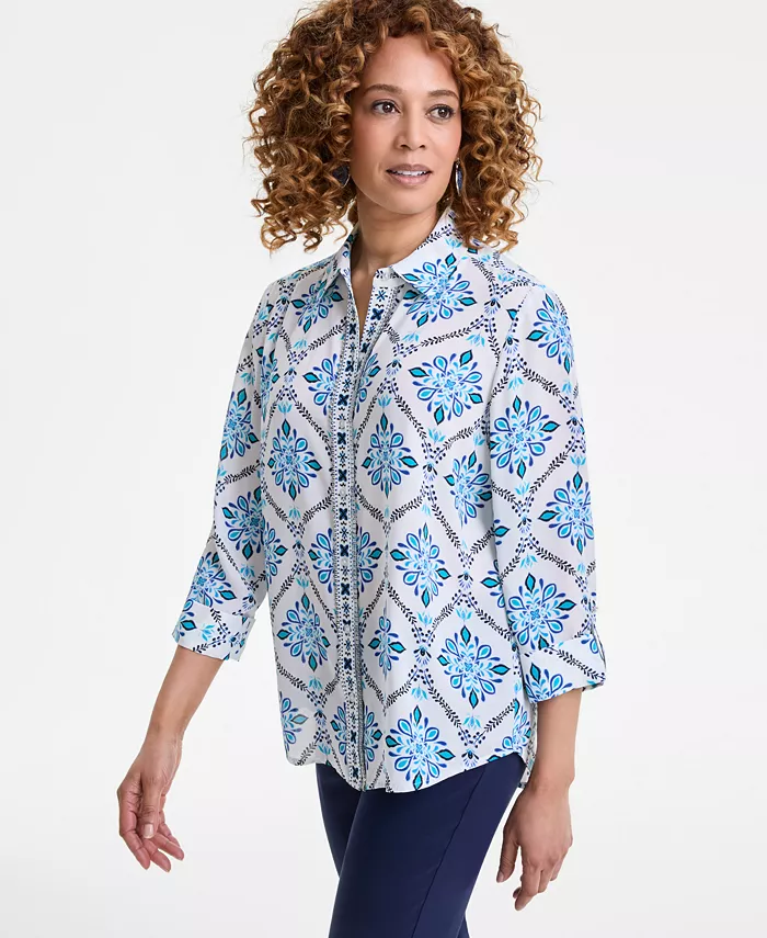 Женская блуза с декорированной планкой и застежкой на пуговицы JM Collection, белый
Женская блуза с декорированной планкой и застежкой на пуговицы JM Collection, белый