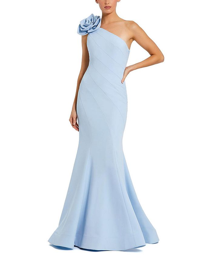 Креповая свадебная платье-русалка с одним плечом и 3D цветком Mac Duggal, синий
Креповая свадебная платье-русалка с одним плечом и 3D цветком Mac Duggal, синий