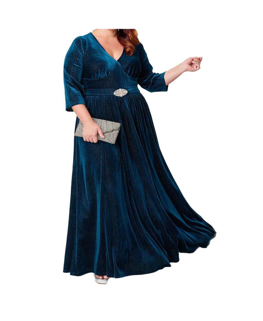 Платье-макси с рукавами 3/4 и рукавами летучая мышь больших размеров Unique Vintage, Blue velvet
Платье-макси с рукавами 3/4 и рукавами летучая мышь больших размеров Unique Vintage, Blue velvet