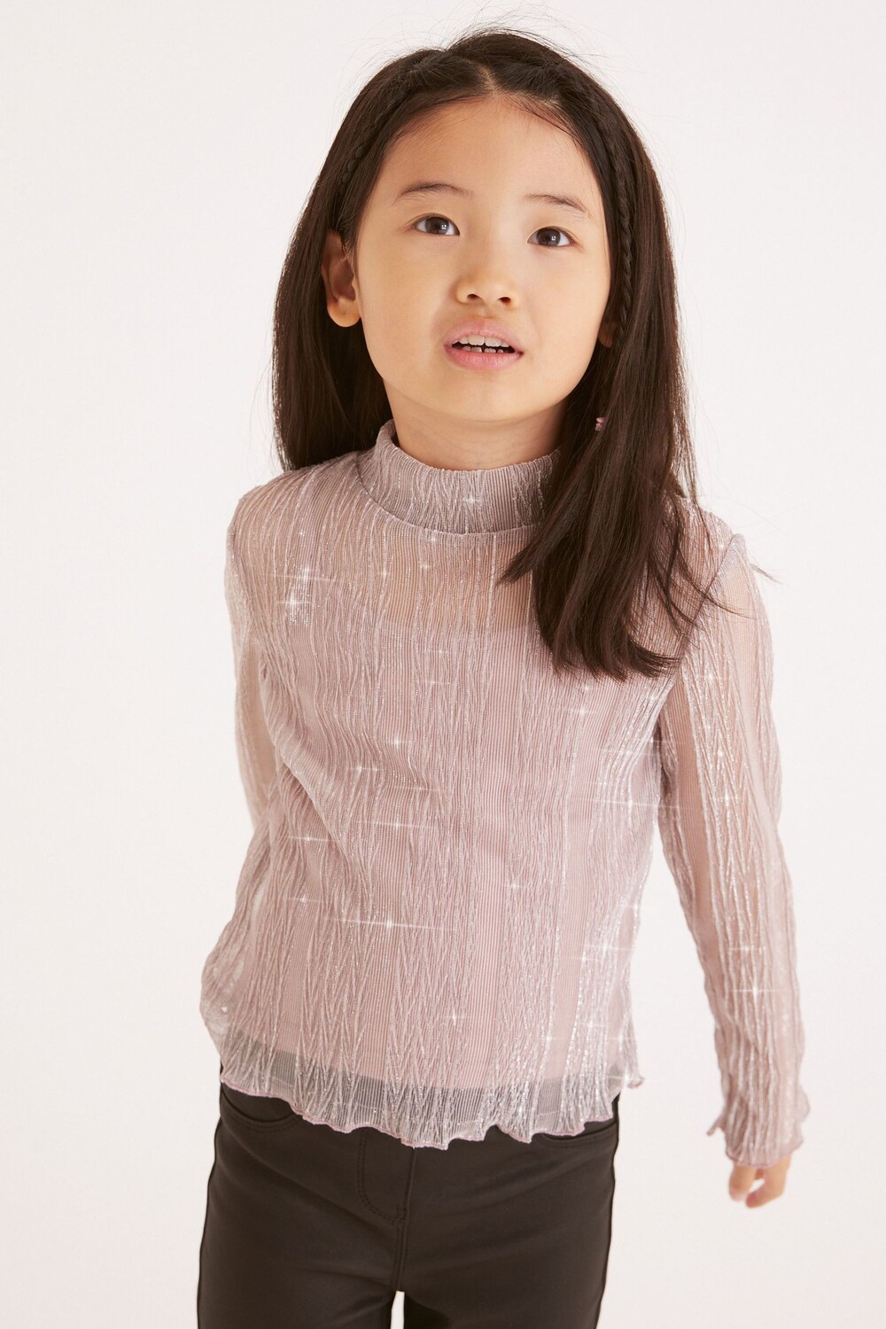 Блестящий сетчатый топ с высоким воротником Next, розовый
Блестящий сетчатый топ с высоким воротником Next, розовый