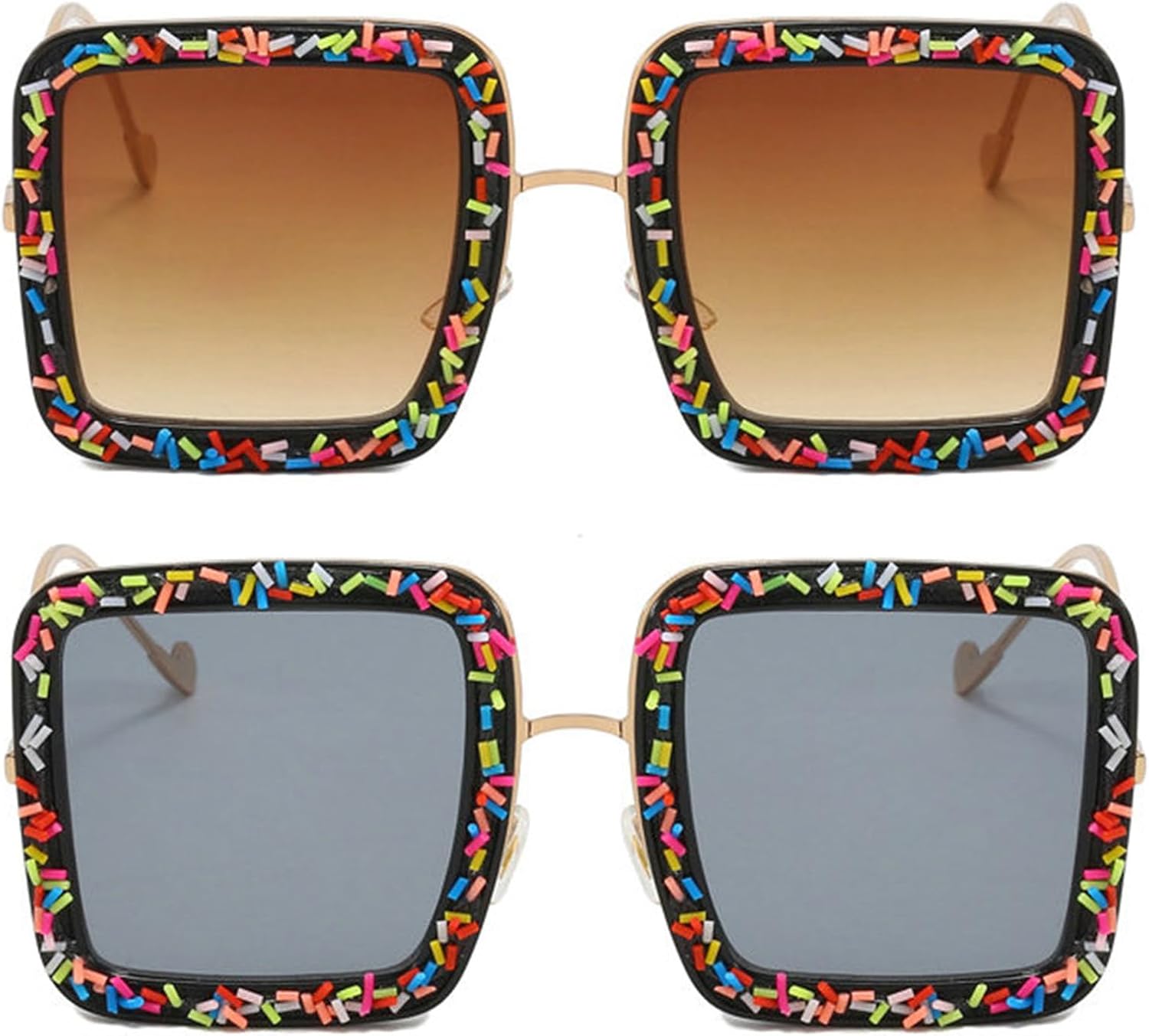 Willochra Square, солнцезащитные очки для вечеринок с кристаллами конфетных цветов, модные женские солнцезащитные очки с бриллиантами, женские фестивальные очки, 2pcs-black&brown
Willochra Square, солнцезащитные очки для вечеринок с кристаллами конфетных цветов, модные женские солнцезащитные очки с бриллиантами, женские фестивальные очки, 2pcs-black&brown