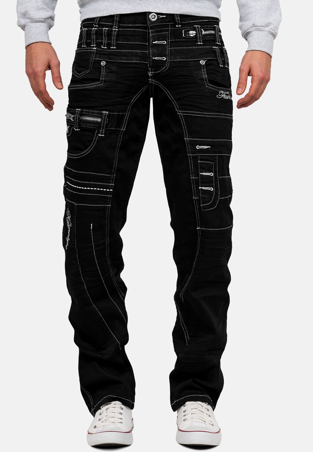 Джинсы прямого кроя KM020-1 Kosmo Lupo, черный 
Джинсы прямого кроя KM020-1 Kosmo Lupo, черный