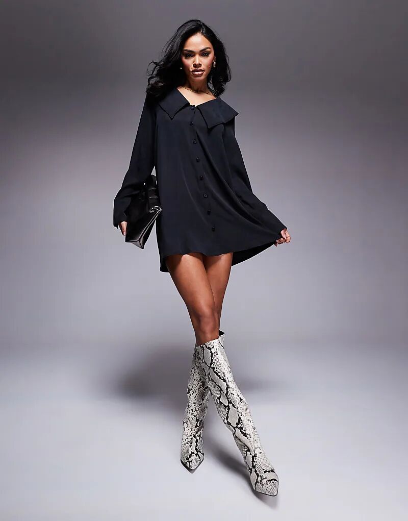 Платье-рубашка с широким воротником черного цвета Miss Selfridge
Платье-рубашка с широким воротником черного цвета Miss Selfridge