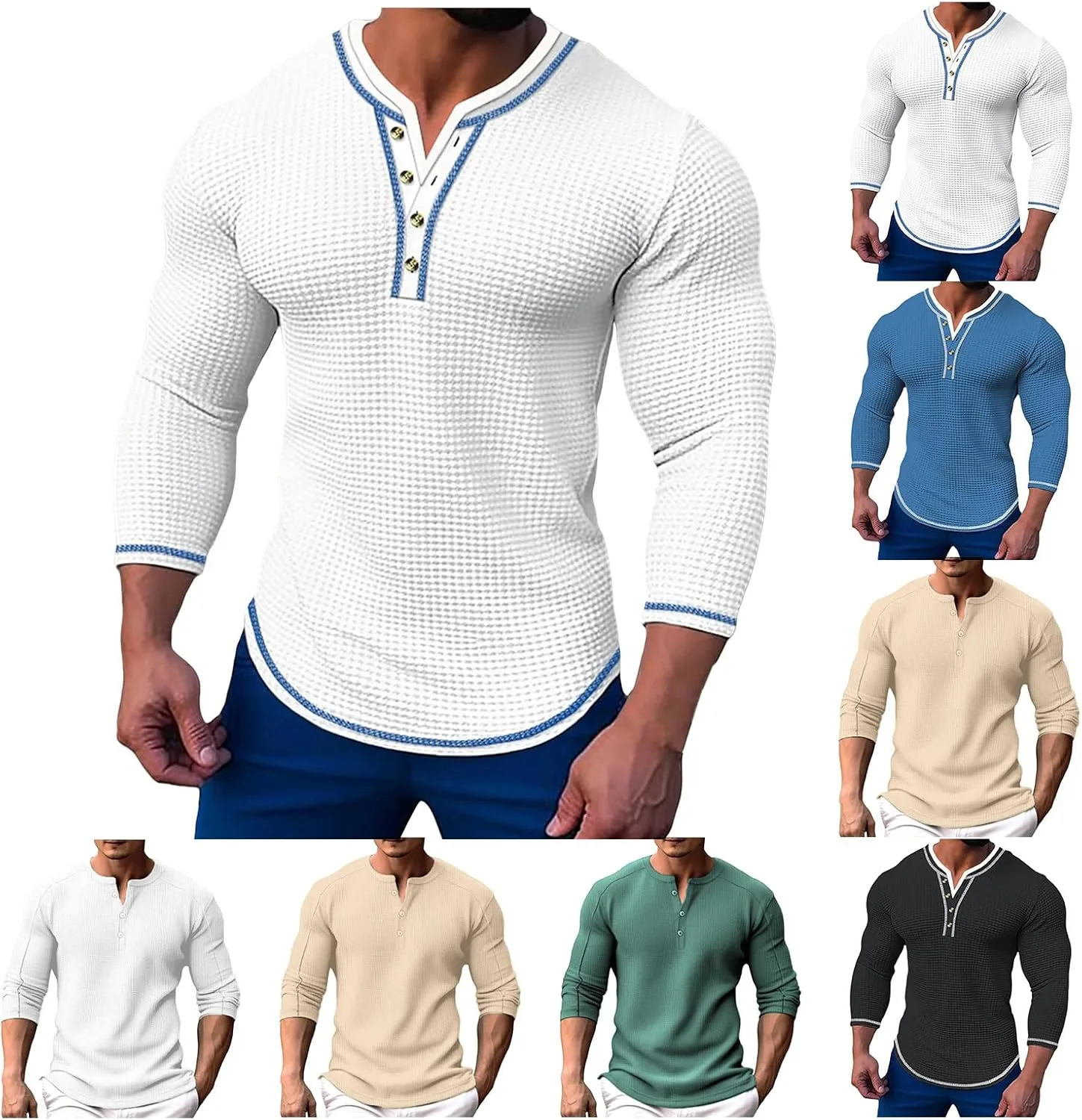 Thatrich Waffle Henley для мужчин, длинный рукав, V-образный вырез
Thatrich Waffle Henley для мужчин, длинный рукав, V-образный вырез