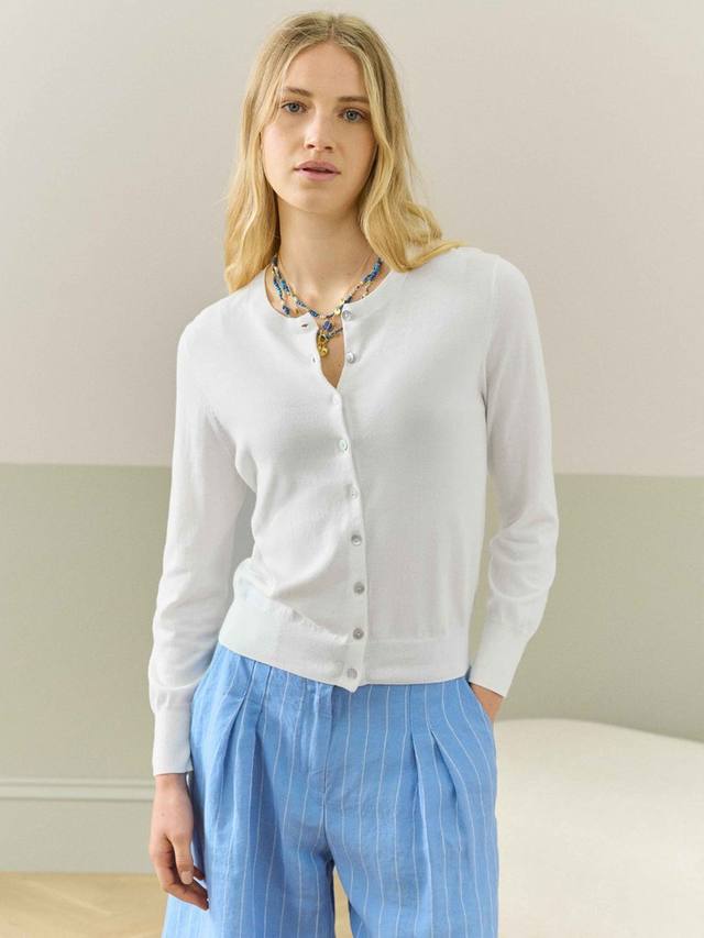 Однотонный кардиган тонкой вязки Brora, белый
Однотонный кардиган тонкой вязки Brora, белый