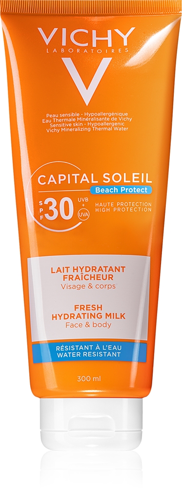 Capital Soleil Beach Protect, защитный увлажняющий лосьон для лица и тела с фактором защиты 30 Vichy, 300 мл
Capital Soleil Beach Protect, защитный увлажняющий лосьон для лица и тела с фактором защиты 30 Vichy, 300 мл