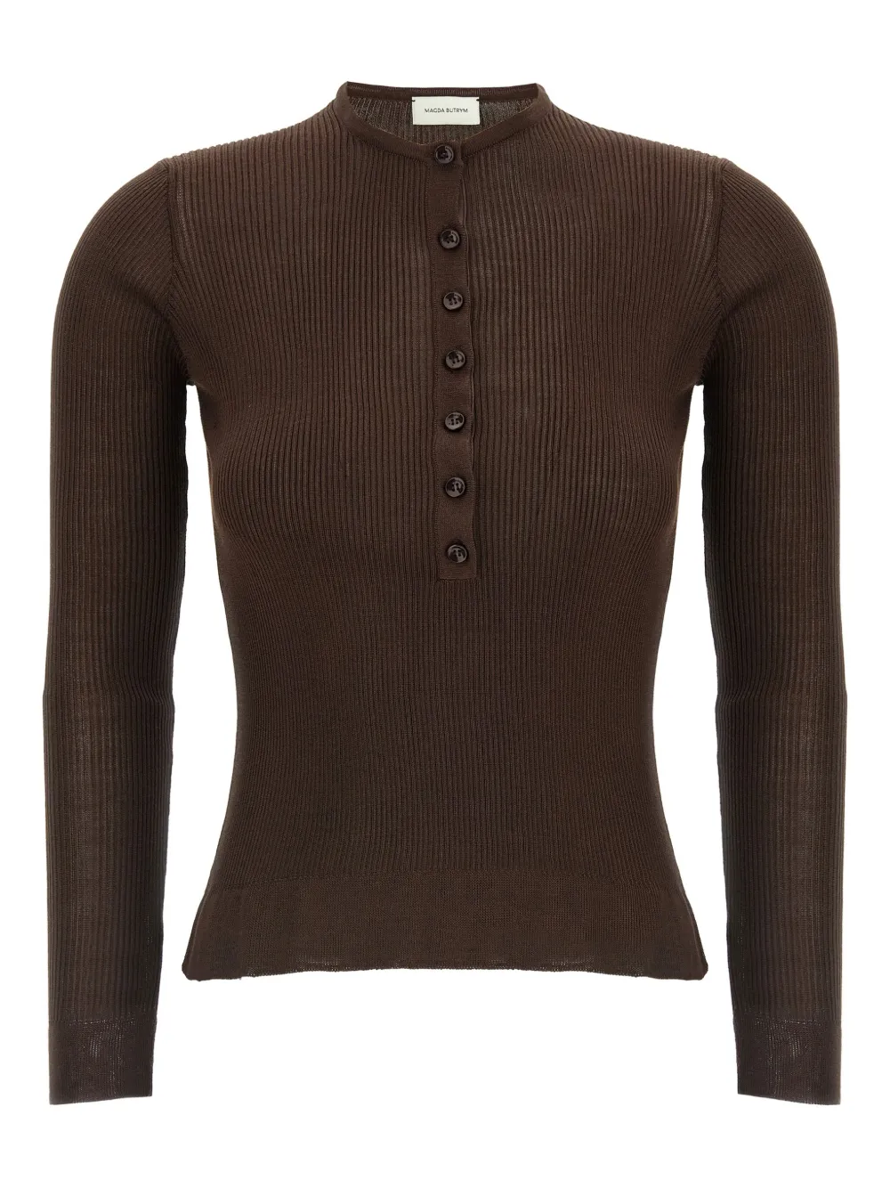 Шелковый свитер в рубчик Magda Butrym, коричневый
Шелковый свитер в рубчик Magda Butrym, коричневый