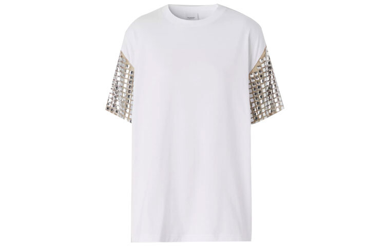 Футболка женская Burberry со стразами на рукавах, белый
Футболка женская Burberry со стразами на рукавах, белый