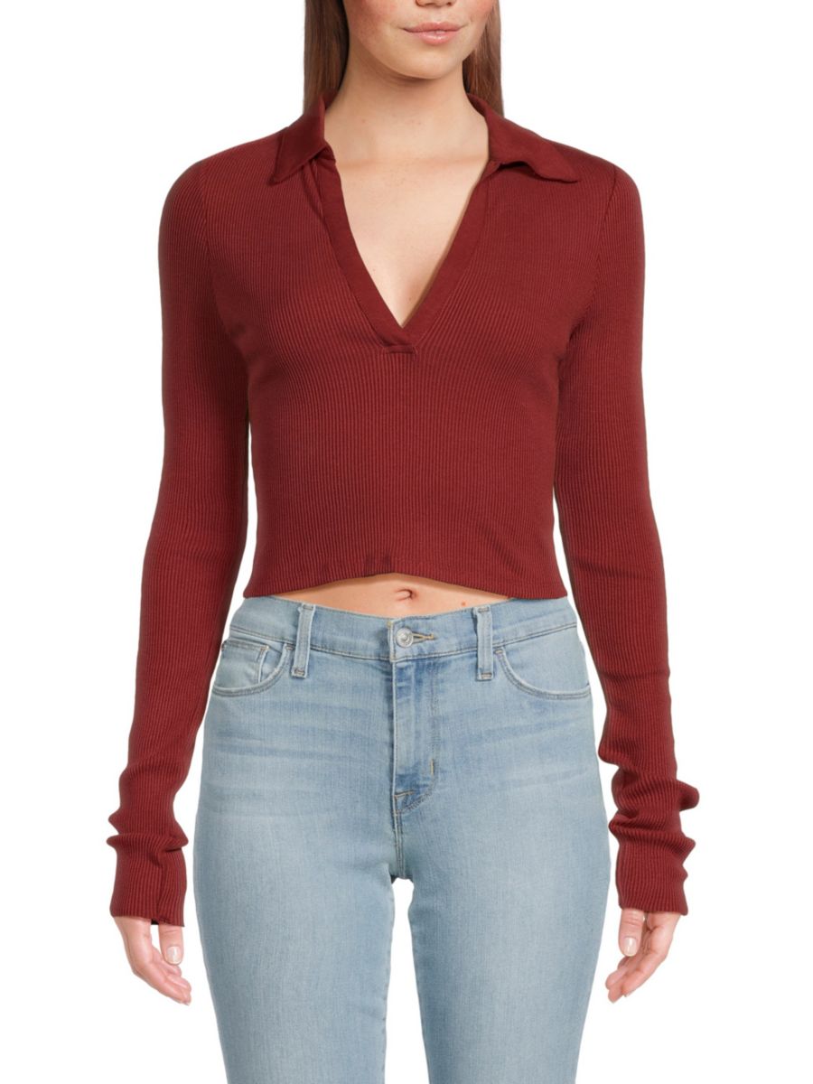 Укороченный топ-поло в рубчик The Range, цвет Berry
Укороченный топ-поло в рубчик The Range, цвет Berry