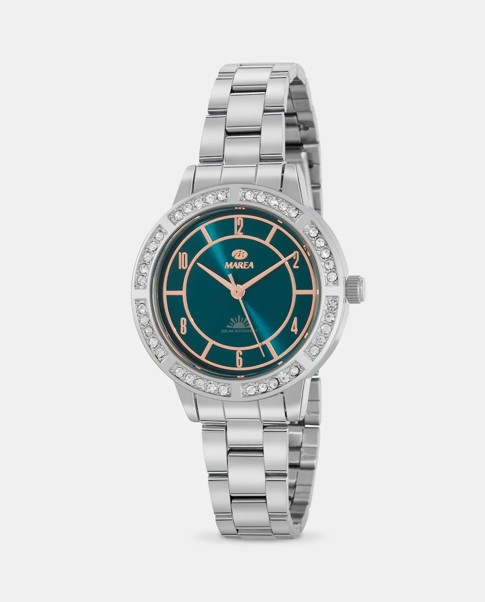 B41350/3 Женские часы Solar со стальным ремешком и зеленым циферблатом Marea, серебряный
B41350/3 Женские часы Solar со стальным ремешком и зеленым циферблатом Marea, серебряный