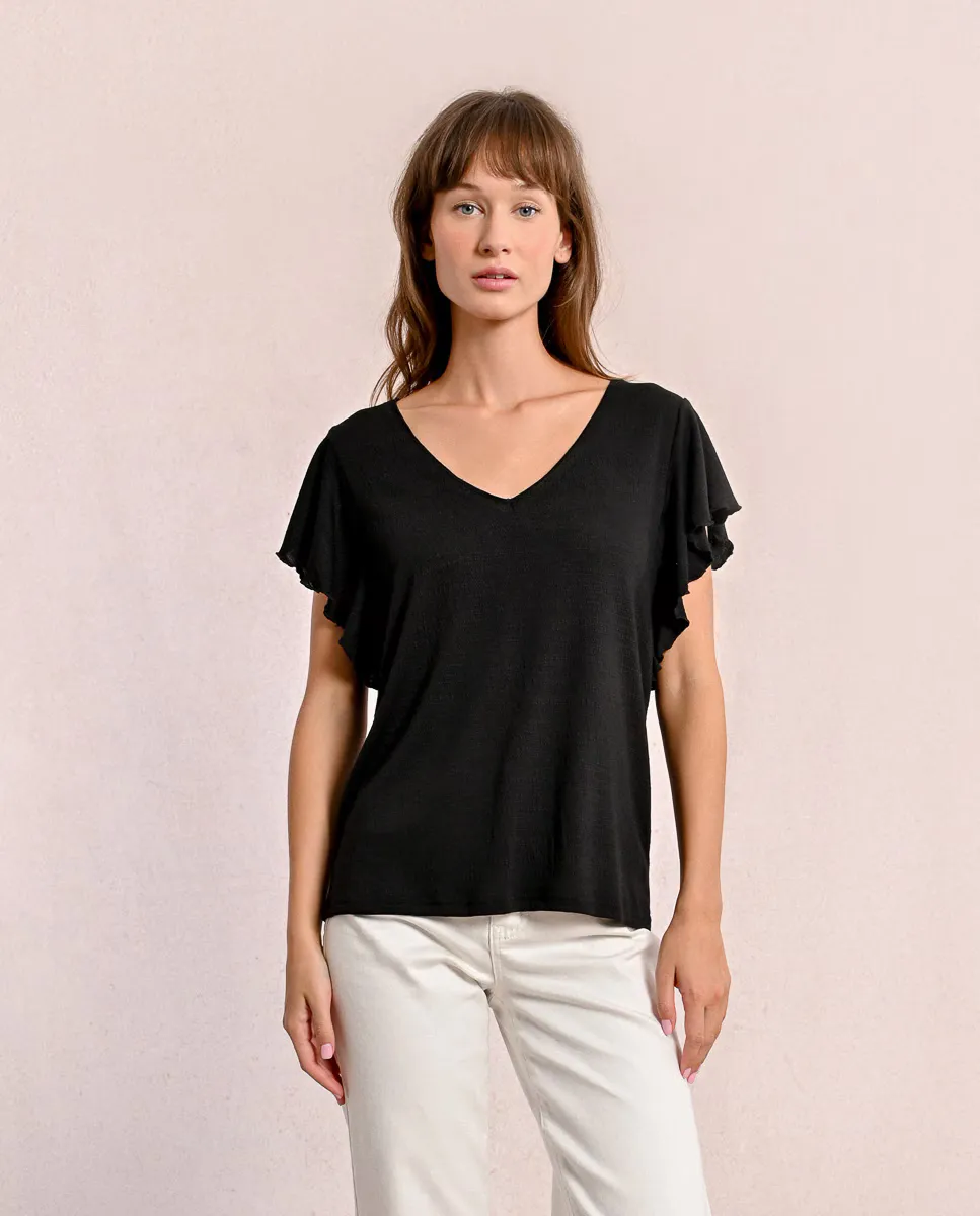 Женская футболка с коротким рукавом и оборками Molly Bracken, черный
Женская футболка с коротким рукавом и оборками Molly Bracken, черный