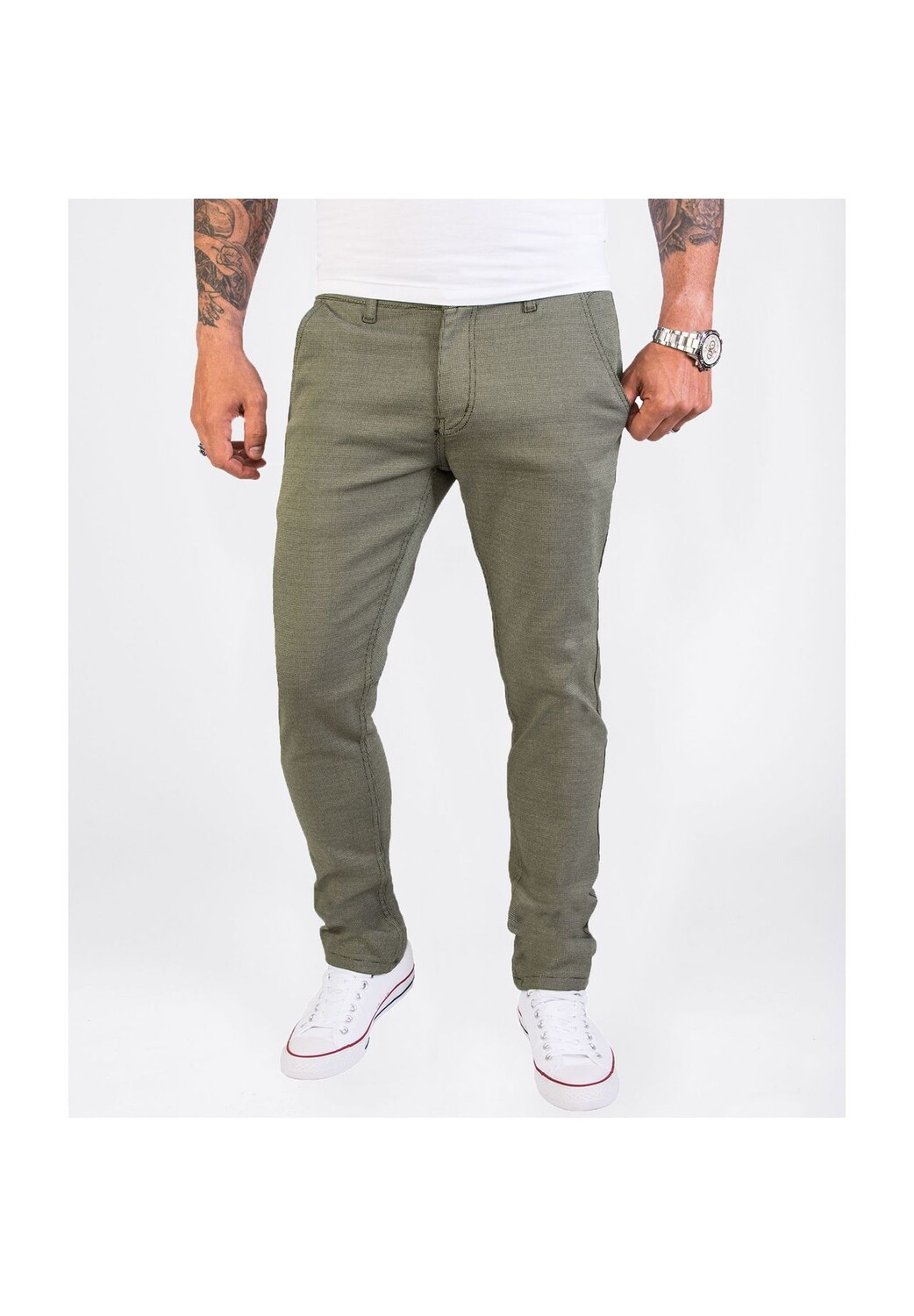 Брюки из ткани Брюки-чиносы приталенного кроя Rock Creek, зеленый 
Брюки из ткани Брюки-чиносы приталенного кроя Rock Creek, зеленый