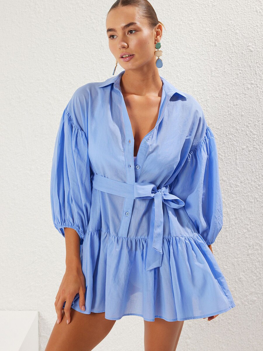 Платье-рубашка Trendyol, небесно-синий
Платье-рубашка Trendyol, небесно-синий