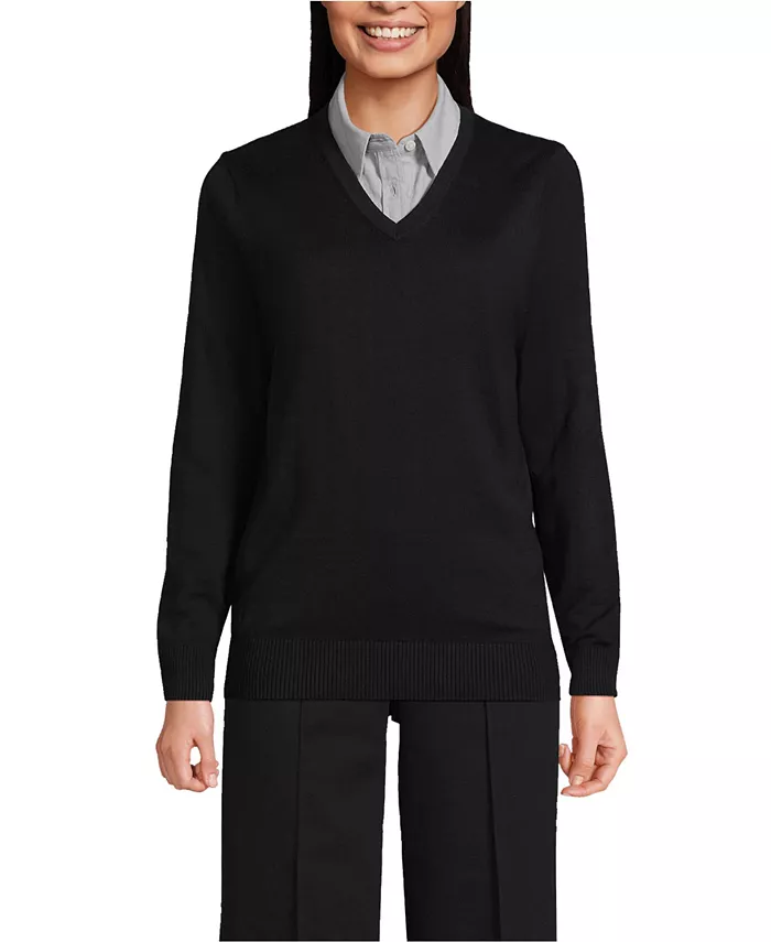 Мужской унисекс-свитер с V-образным вырезом из хлопка и модала Lands' End, черный
Мужской унисекс-свитер с V-образным вырезом из хлопка и модала Lands' End, черный