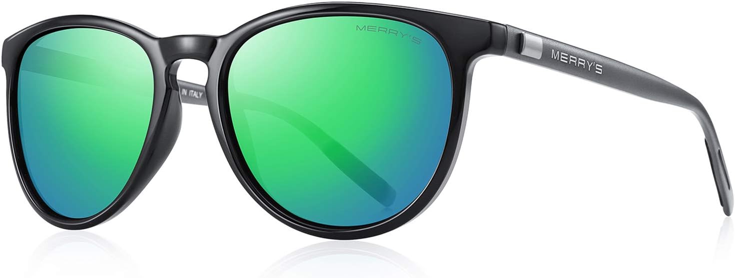 Поляризованные солнцезащитные очки MERRY'S для женщин и мужчин, винтажный ретро-классический стиль, круглая оправа, алюминиевые дужки, модель S8288, Black Frame/Green Mirror Lens/Grey Temples
Поляризованные солнцезащитные очки MERRY'S для женщин и мужчин, винтажный ретро-классический стиль, круглая оправа, алюминиевые дужки, модель S8288, Black Frame/Green Mirror Lens/Grey Temples