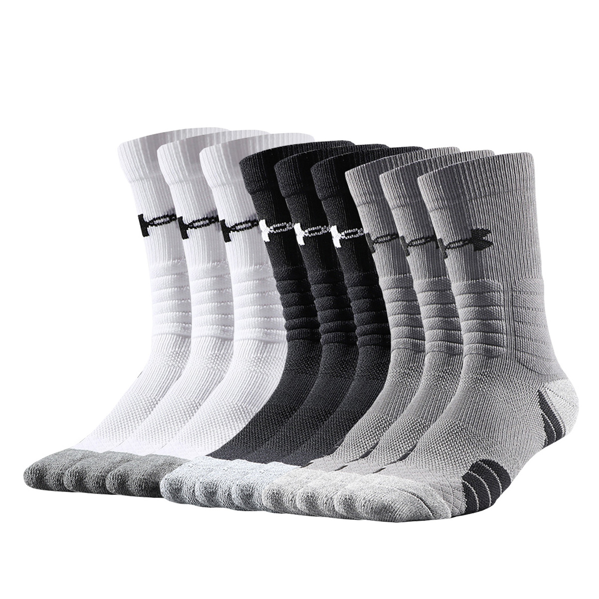 Комплект унисекс носков до колена Under Armour, 1 набор 9 пар (белый/серый/черный)
Комплект унисекс носков до колена Under Armour, 1 набор 9 пар (белый/серый/черный)