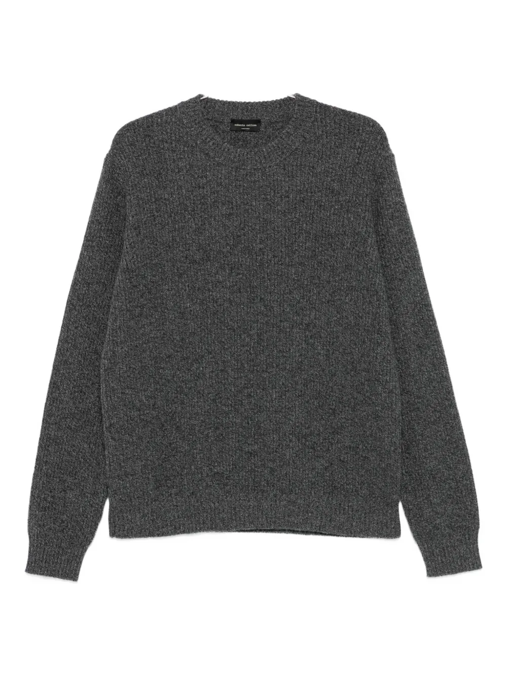 Ребристый свитер с круглым вырезом Roberto Collina, серый 
Ребристый свитер с круглым вырезом Roberto Collina, серый