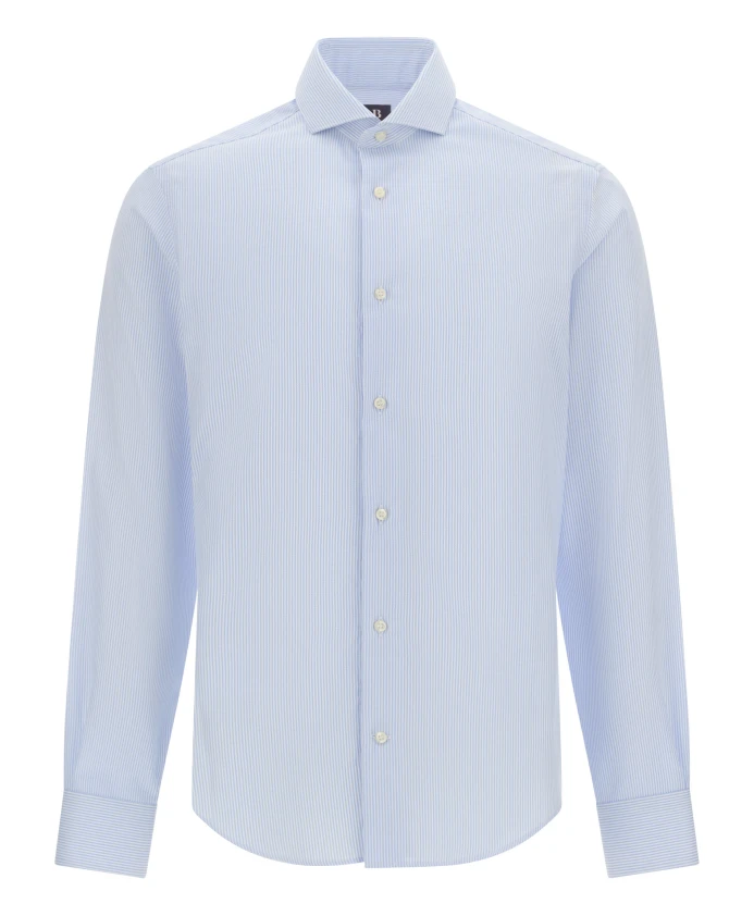 Не требующая глажки, приталенная полосатая хлопковая рубашка Boggi Milano, синий
Не требующая глажки, приталенная полосатая хлопковая рубашка Boggi Milano, синий