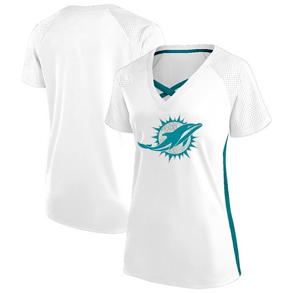 Женская белая футболка Miami Dolphins plus size с блестками, шнуровкой и V-образным вырезом Fanatics
Женская белая футболка Miami Dolphins plus size с блестками, шнуровкой и V-образным вырезом Fanatics