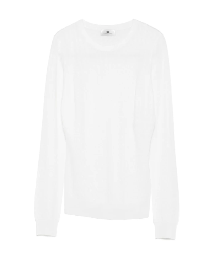 Свитер из шелка и нейлона цвета слоновой кости Elisabetta Franchi, белый
Свитер из шелка и нейлона цвета слоновой кости Elisabetta Franchi, белый