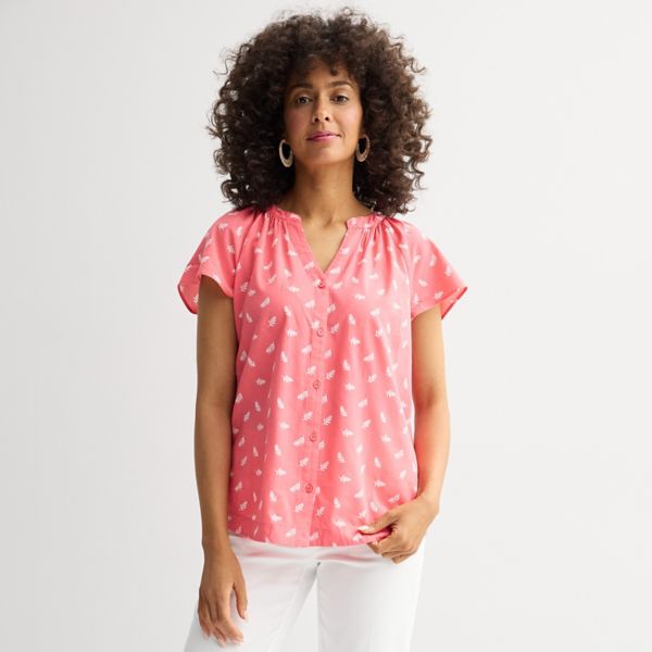 Женская блузка с рукавами реглан и пуговицами спереди Croft & Barrow, цвет coral modern palm
Женская блузка с рукавами реглан и пуговицами спереди Croft & Barrow, цвет coral modern palm