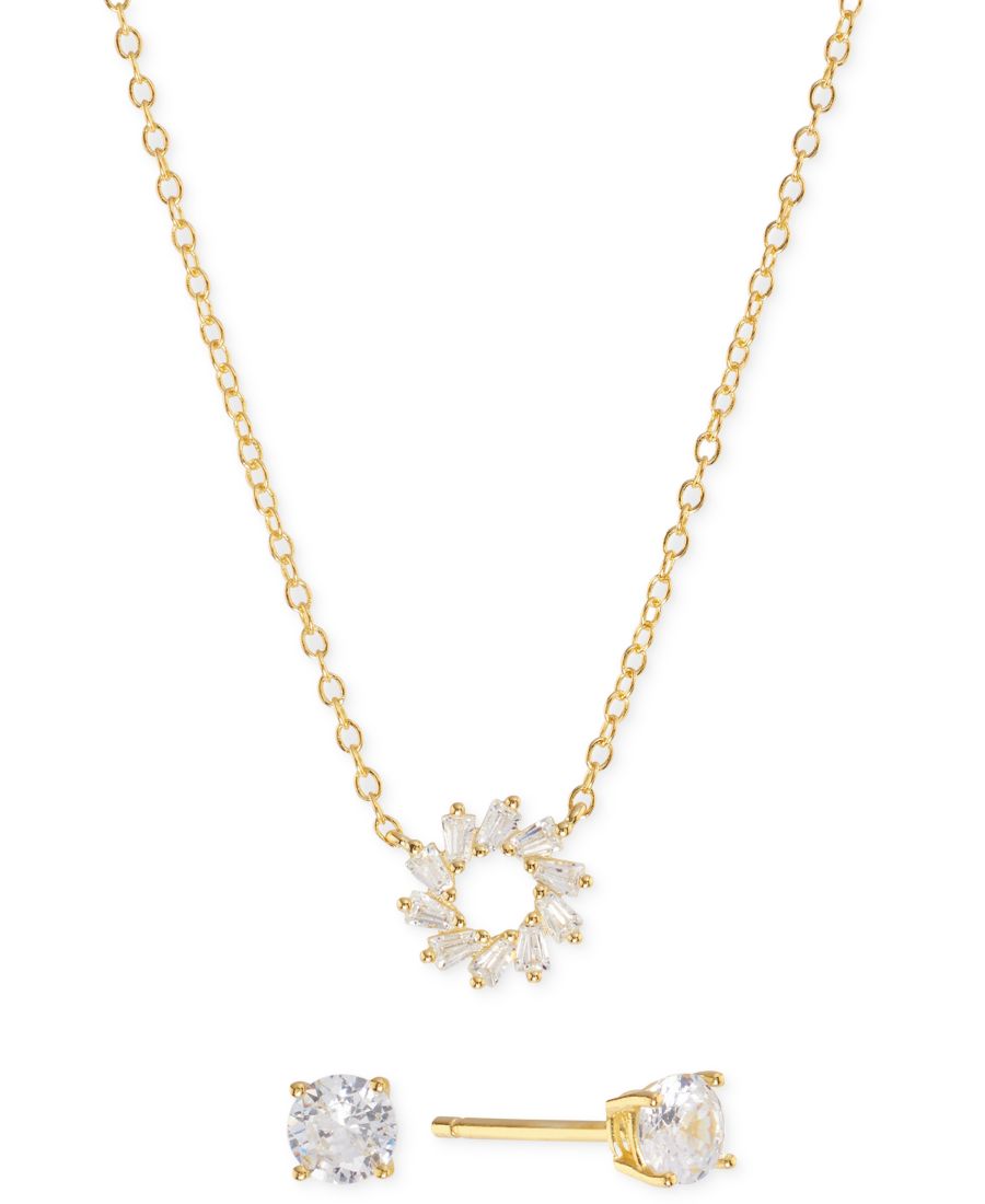 Комплект из 2 предметов: колье с подвеской в виде солнца и серьги-гвоздики с кубическим цирконием в оправе из стерлингового серебра (также доступен вариант из стерлингового серебра с покрытием из 4-каратного золота) Macy's, Gold
Комплект из 2 предметов: колье с подвеской в виде солнца и серьги-гвоздики с кубическим цирконием в оправе из стерлингового серебра (также доступен вариант из стерлингового серебра с покрытием из 4-каратного золота) Macy's, Gold