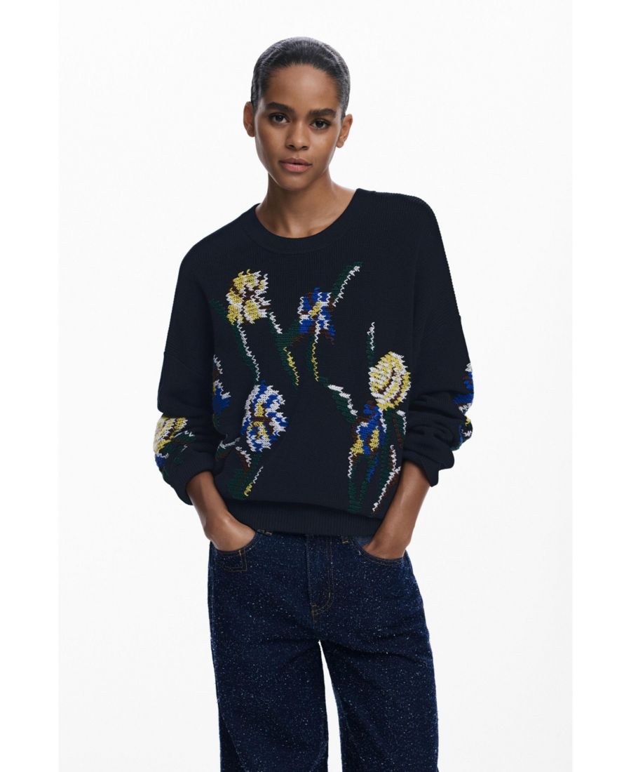 Женский жаккардовый свитер с вышитыми цветами Desigual, Black
Женский жаккардовый свитер с вышитыми цветами Desigual, Black