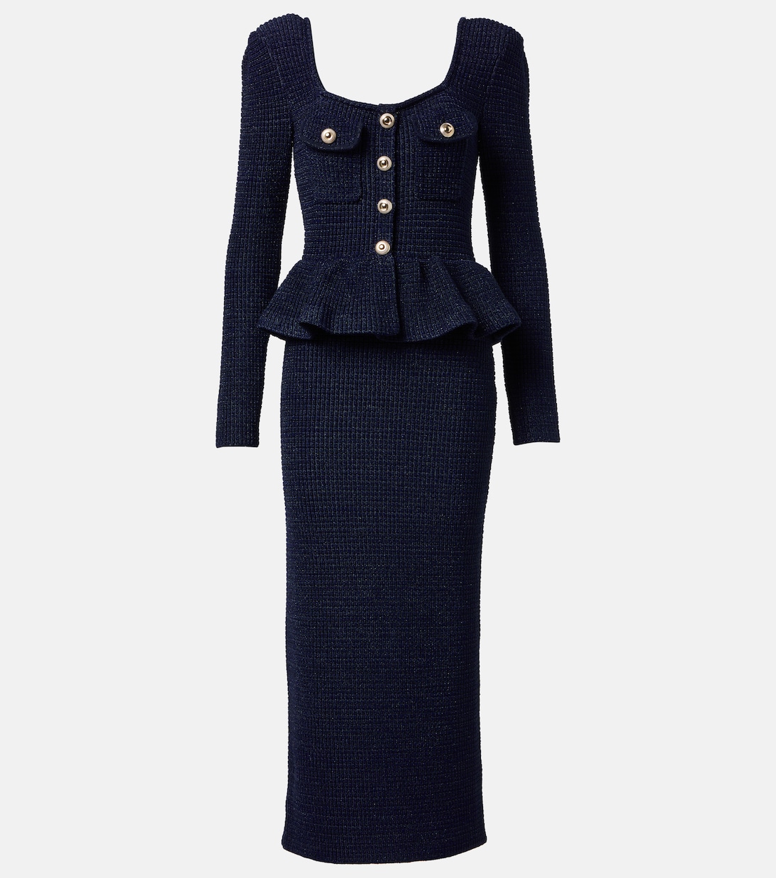 Трикотажное платье миди с баской Self-Portrait, синий
Трикотажное платье миди с баской Self-Portrait, синий