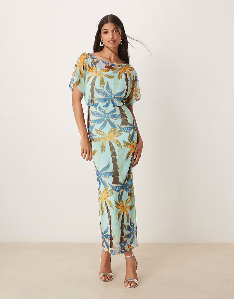 Никогда не одетый полностью Tilly off асимметричное сетчатое макси-платье с синим пальмовым принтом Never Fully Dressed
Никогда не одетый полностью Tilly off асимметричное сетчатое макси-платье с синим пальмовым принтом Never Fully Dressed