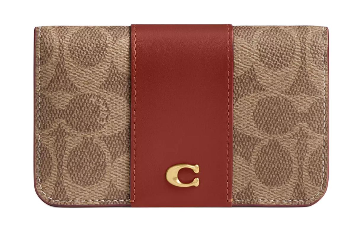 Coach Миниатюрный женский футляр для карт из холста с покрытием и ультратонким держателем для карт из телячьей кожи, цвет латунь, корица и ржаво-красный
Coach Миниатюрный женский футляр для карт из холста с покрытием и ультратонким держателем для карт из телячьей кожи, цвет латунь, корица и ржаво-красный