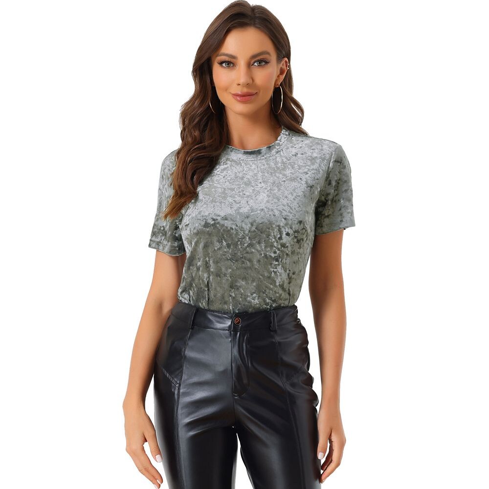 Женская вечерняя бархатная повседневная футболка с круглым вырезом и короткими рукавами ALLEGRA K, серый
Женская вечерняя бархатная повседневная футболка с круглым вырезом и короткими рукавами ALLEGRA K, серый