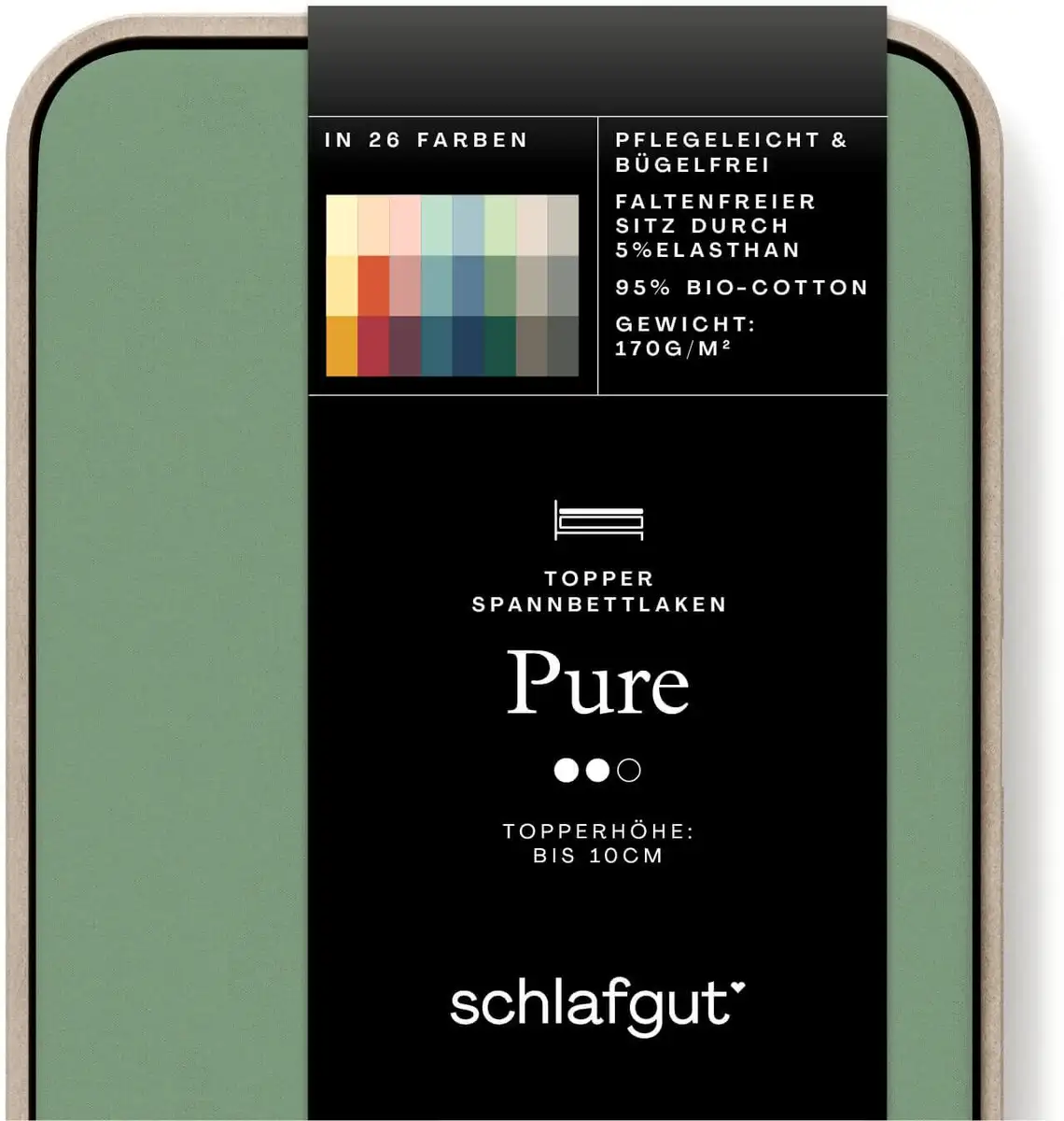 Простыня Schlafgut "PURE TOPPER" хлопковая 180-200х200-220 см, 1 шт., зеленый
Простыня Schlafgut "PURE TOPPER" хлопковая 180-200х200-220 см, 1 шт., зеленый