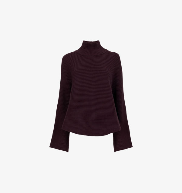 Джемпер свободного кроя с высоким воротом из смеси шерсти Leem, фиолетовый 
Джемпер свободного кроя с высоким воротом из смеси шерсти Leem, фиолетовый