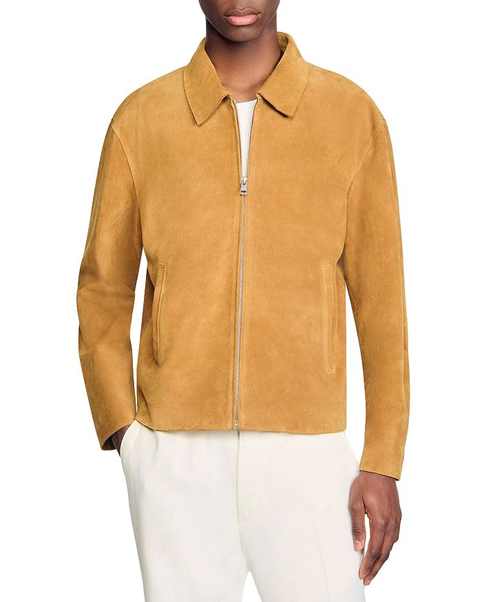 Кожаная куртка на молнии Sandro, коричневый/бежевый 
Кожаная куртка на молнии Sandro, коричневый/бежевый