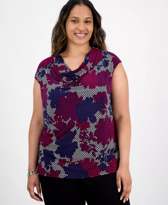 Топ больших размеров с воротником-хомутиком и рукавами-крылышками Kasper, белый 
Топ больших размеров с воротником-хомутиком и рукавами-крылышками Kasper, белый