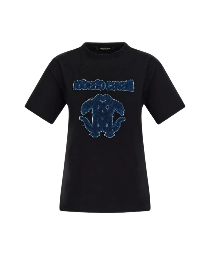 Черная женская футболка с логотипом RC Roberto Cavalli, черный
Черная женская футболка с логотипом RC Roberto Cavalli, черный