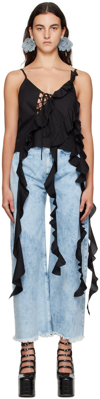 Черная майка с рюшами Marques Almeida
Черная майка с рюшами Marques Almeida