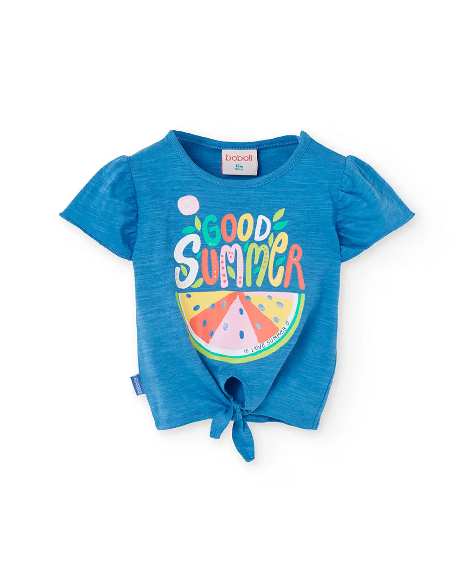 Футболка для девочек с короткими рукавами и нижним узлом Boboli, синий
Футболка для девочек с короткими рукавами и нижним узлом Boboli, синий