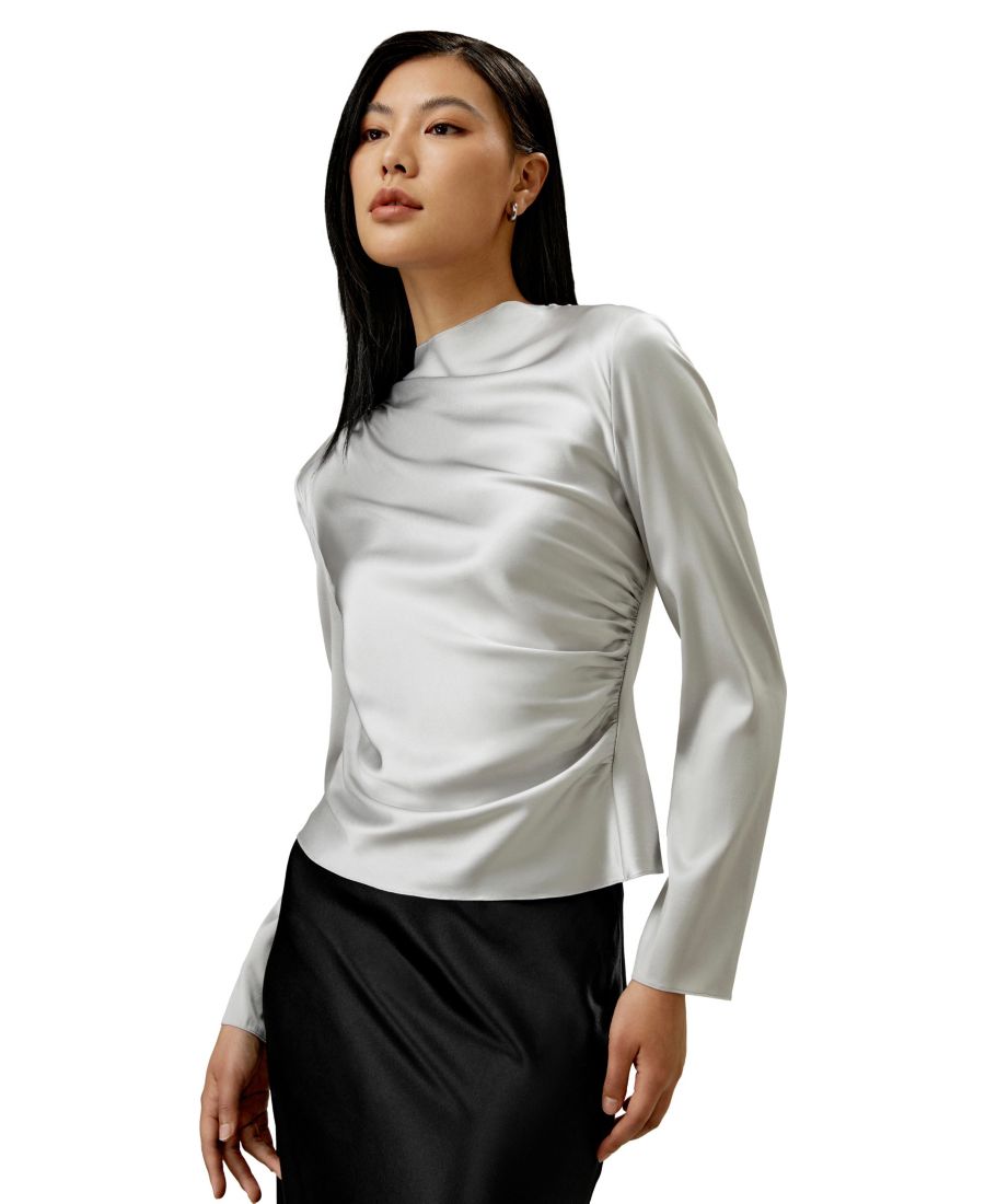 Шелковая блузка с косым волнистым узором для женщин LILYSILK, Silvergray
Шелковая блузка с косым волнистым узором для женщин LILYSILK, Silvergray