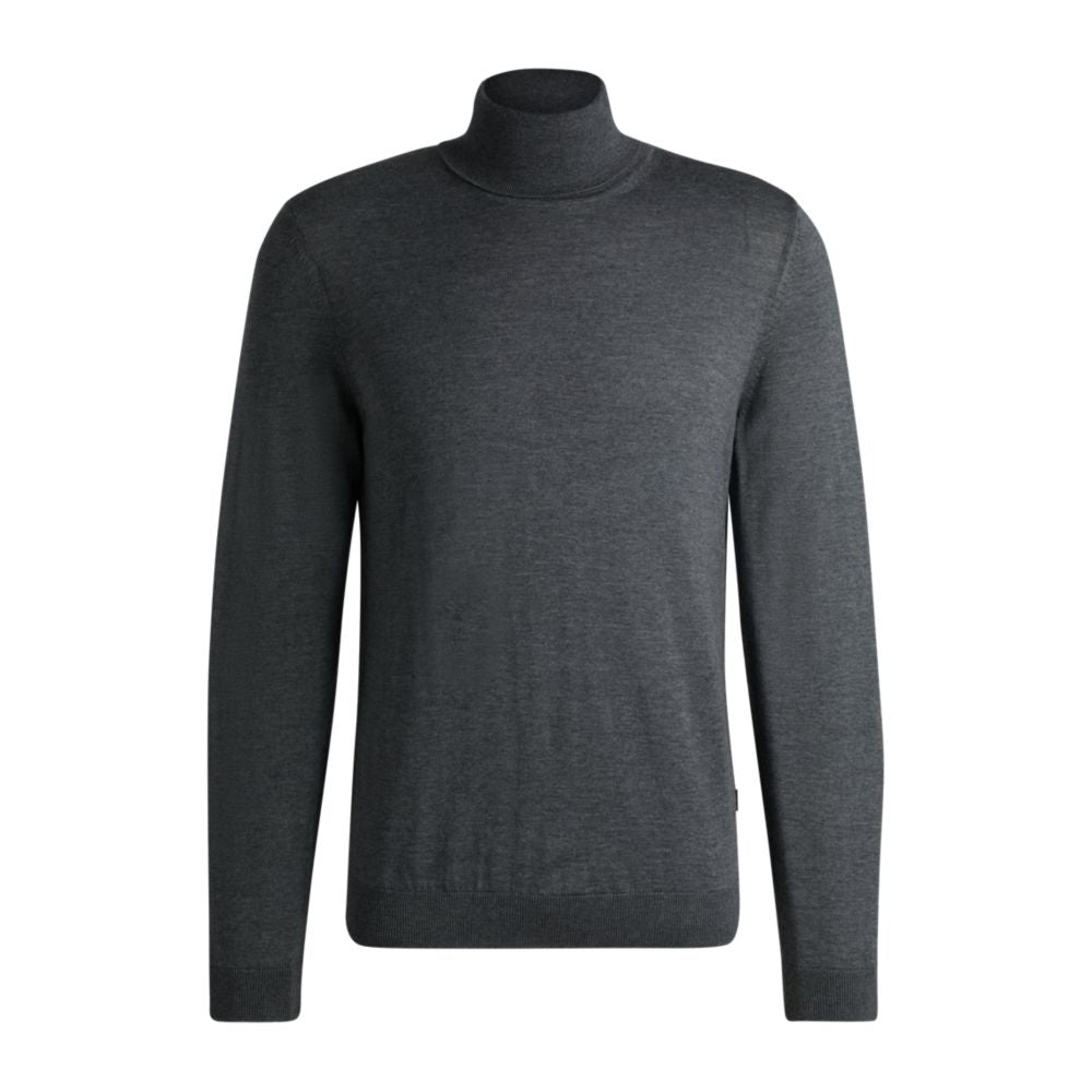 Облегающий свитер с высоким воротом из мериносовой шерсти BOSS, серый
Облегающий свитер с высоким воротом из мериносовой шерсти BOSS, серый