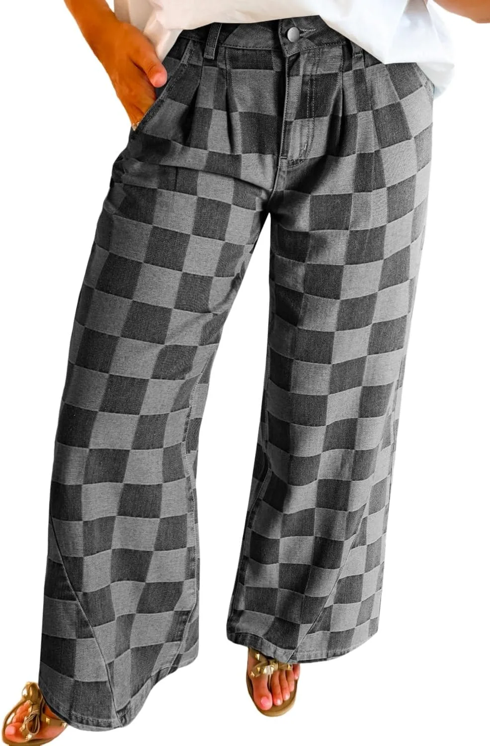 SELINK джинсы для женщин High Waisted Checkered с карманами
SELINK джинсы для женщин High Waisted Checkered с карманами